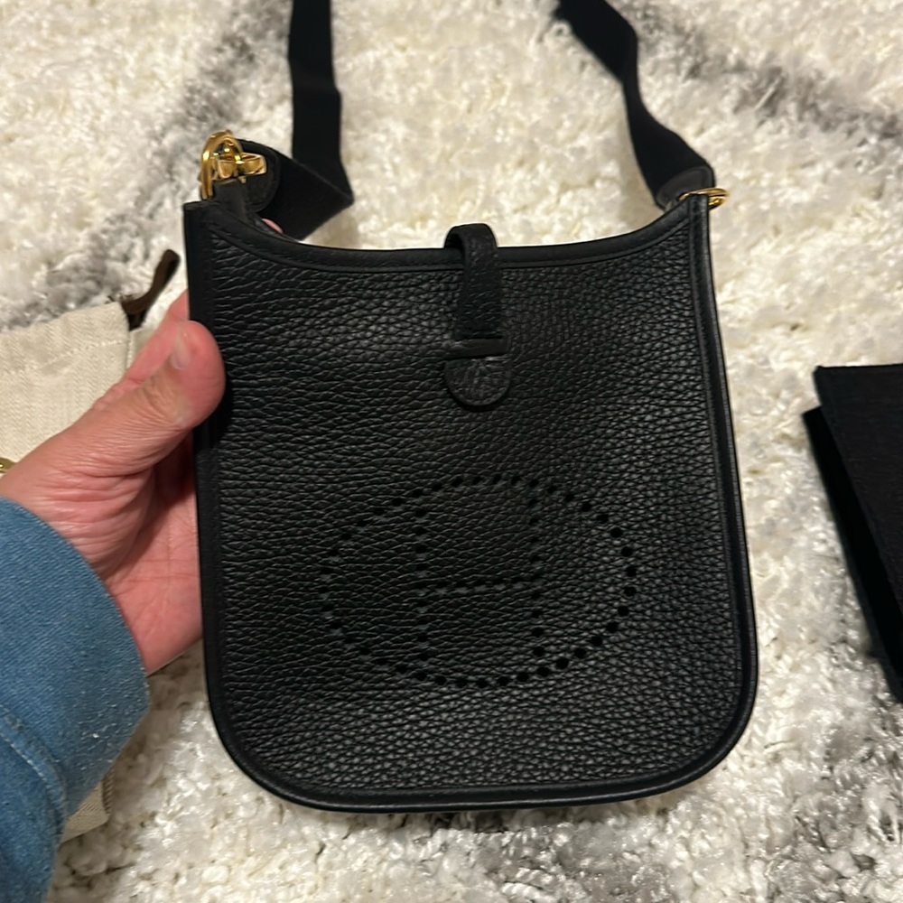 Authentic Hermes Evelyn TPM 16 Clemence Calfskin in Noir